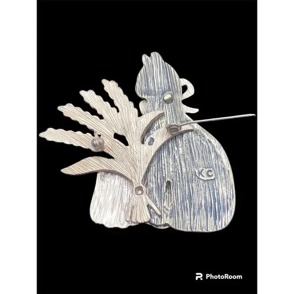 VTG KC Kenneth Cole Enamel Autumn Cat Pumpkin Brooch Pin 2" - Picture 2 of 4